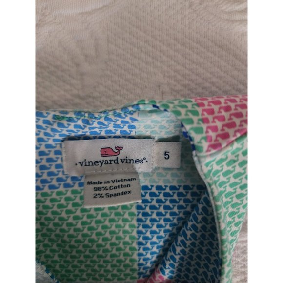 Vineyard Vines Girls Patchwork Whale Sleeveless Shift Dress Multicolor Size 5 - Picture 7 of 11